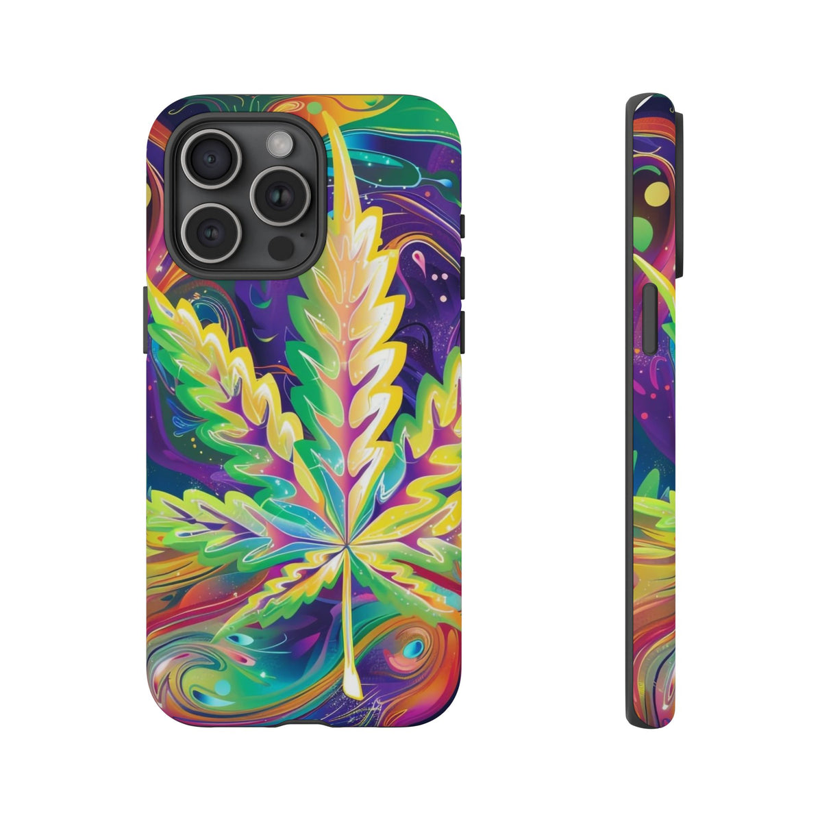 Trippy Weed Tough Phone Case for iPhone 16, 15, 14, & 13 – Psychedelic Vibes & Durable Protection