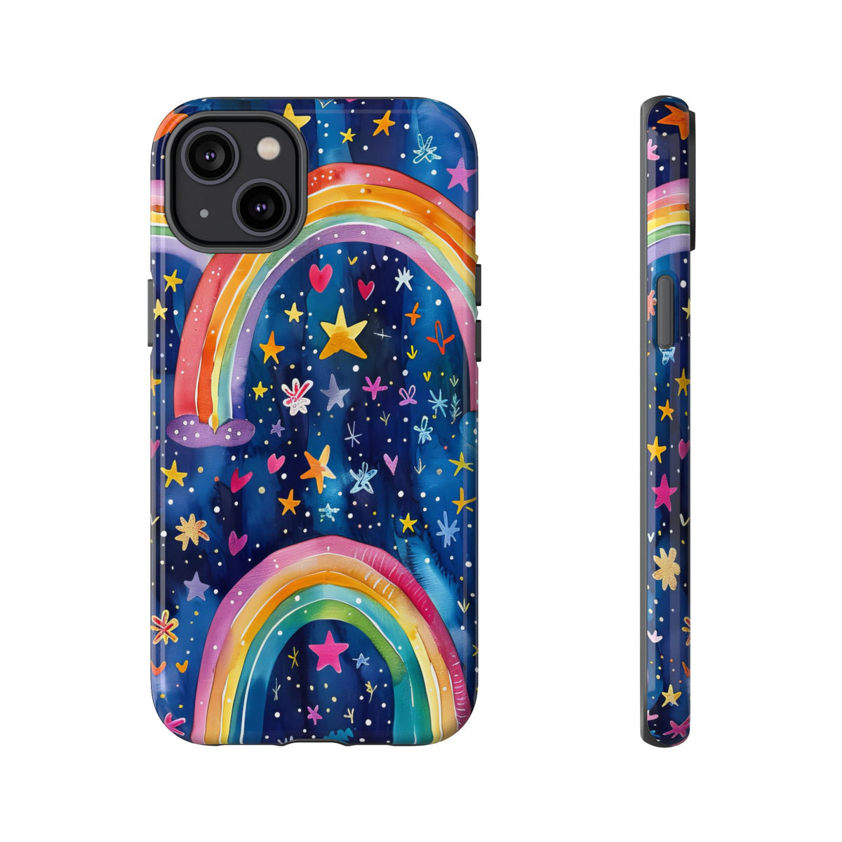 Colorful Rainbow Dreams - Psychedelic Stars Tough Phone Case for iPhone 16, 15, 14, 13, & 12 - Durable Protection