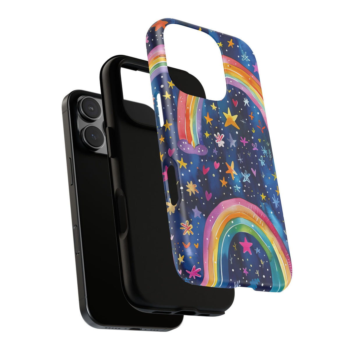 Colorful Rainbow Dreams - Psychedelic Stars Tough Phone Case for iPhone 16, 15, 14, 13, & 12 - Durable Protection
