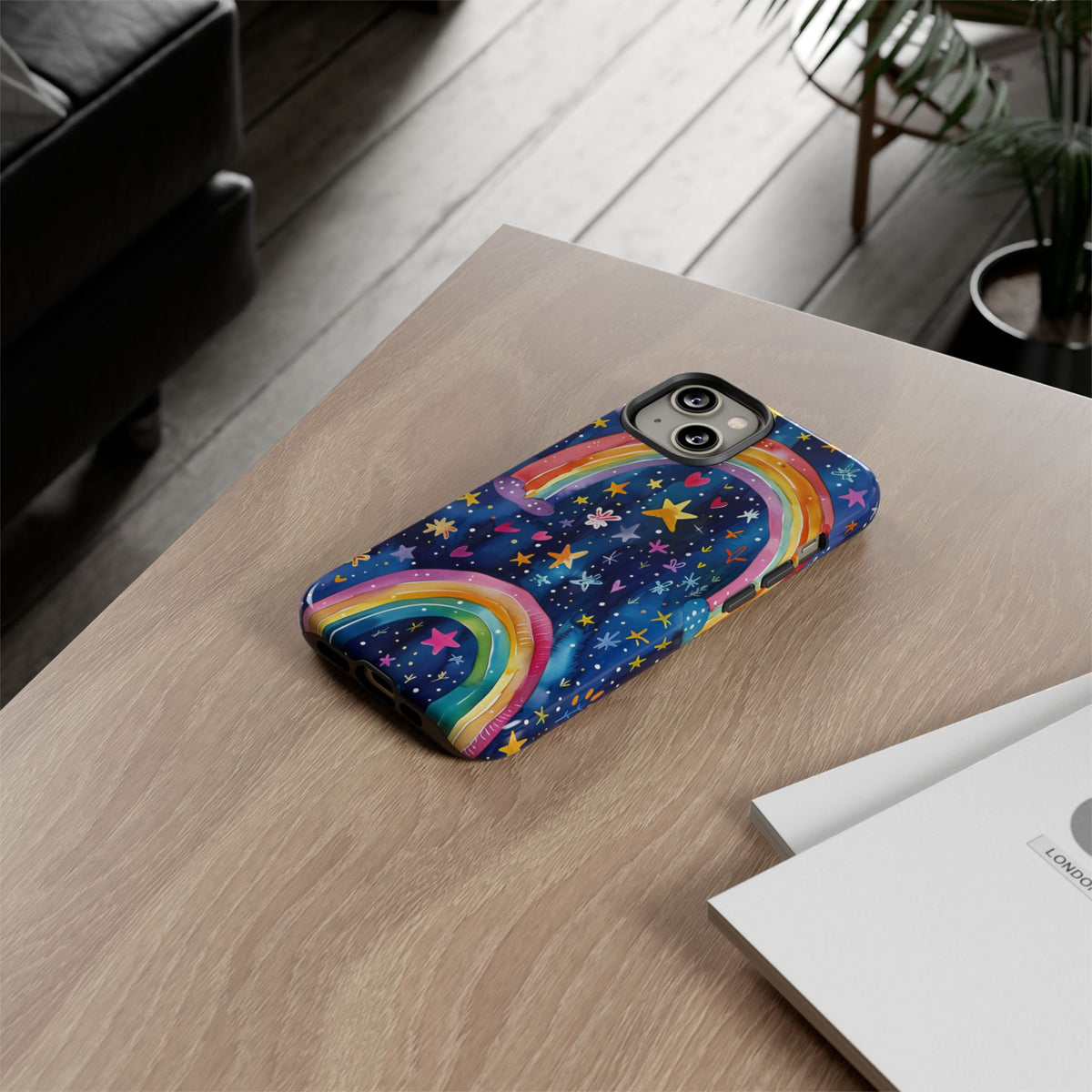 Colorful Rainbow Dreams - Psychedelic Stars Tough Phone Case for iPhone 16, 15, 14, 13, & 12 - Durable Protection