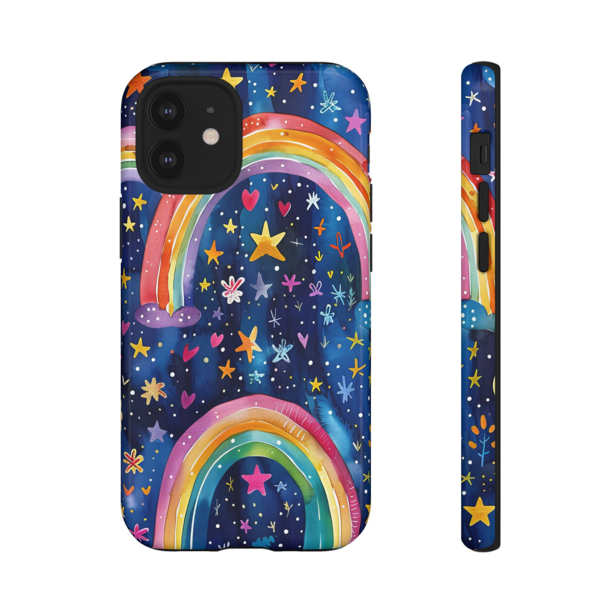 Colorful Rainbow Dreams - Psychedelic Stars Tough Phone Case for iPhone 16, 15, 14, 13, & 12 - Durable Protection