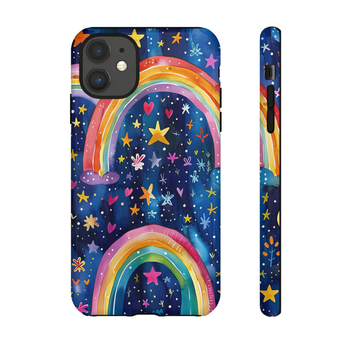 Colorful Rainbow Dreams - Psychedelic Stars Tough Phone Case for iPhone 16, 15, 14, 13, & 12 - Durable Protection