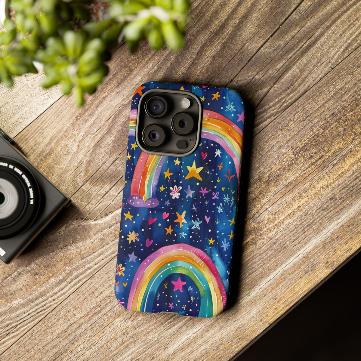 Colorful Rainbow Dreams - Psychedelic Stars Tough Phone Case for iPhone 16, 15, 14, 13, & 12 - Durable Protection