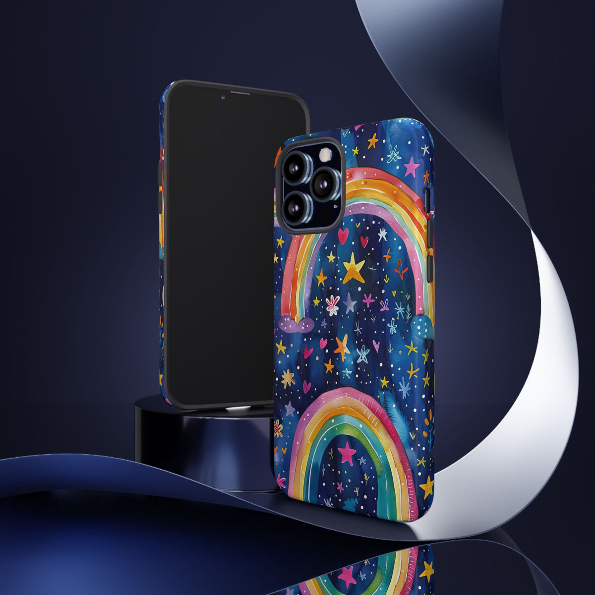 Colorful Rainbow Dreams - Psychedelic Stars Tough Phone Case for iPhone 16, 15, 14, 13, & 12 - Durable Protection