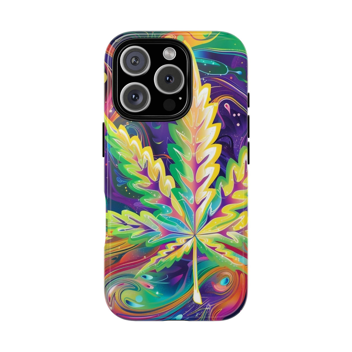 Trippy Weed Tough Phone Case for iPhone 16, 15, 14, & 13 – Psychedelic Vibes & Durable Protection