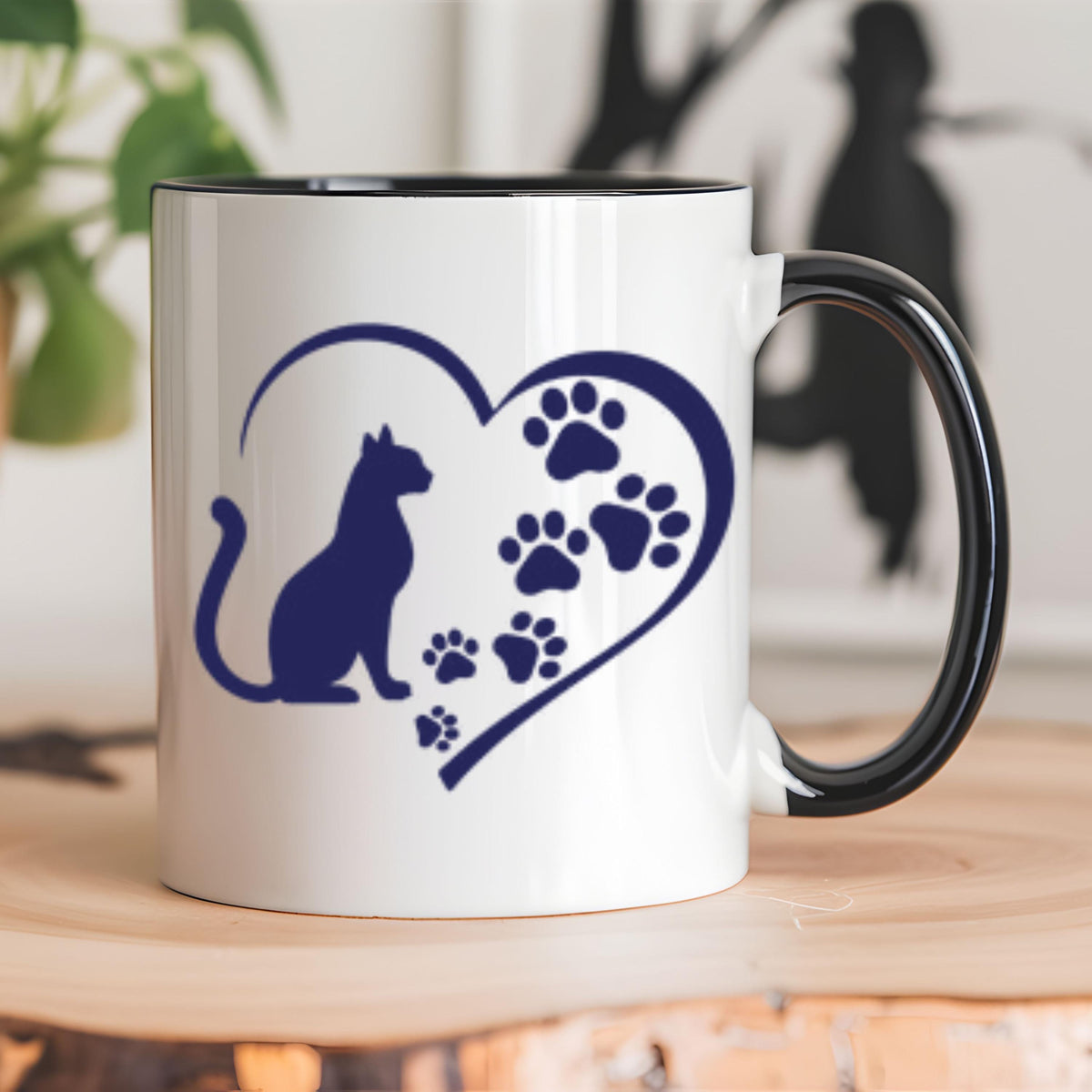 Cat in Heart with Paw Prints Vinyl Decal - Feline Decal, Decal for Car Windows, Trucks, Laptop, Mugs, Notebook, Phones, Tumblers, Kindle