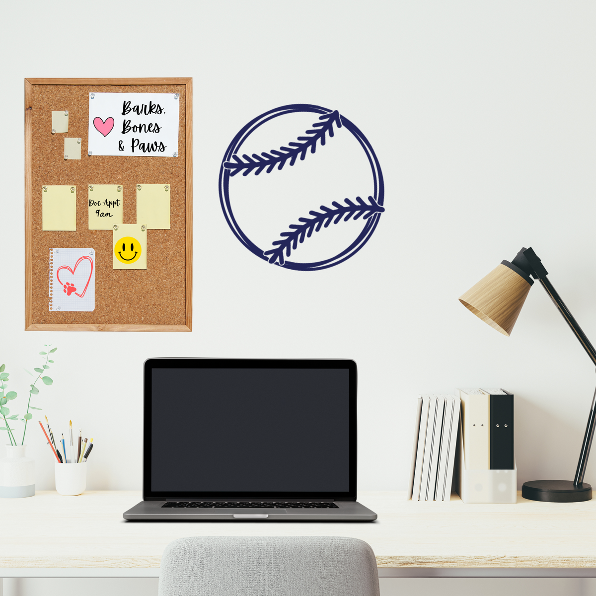 Minimalist Baseball Stitched Vinyl Decal