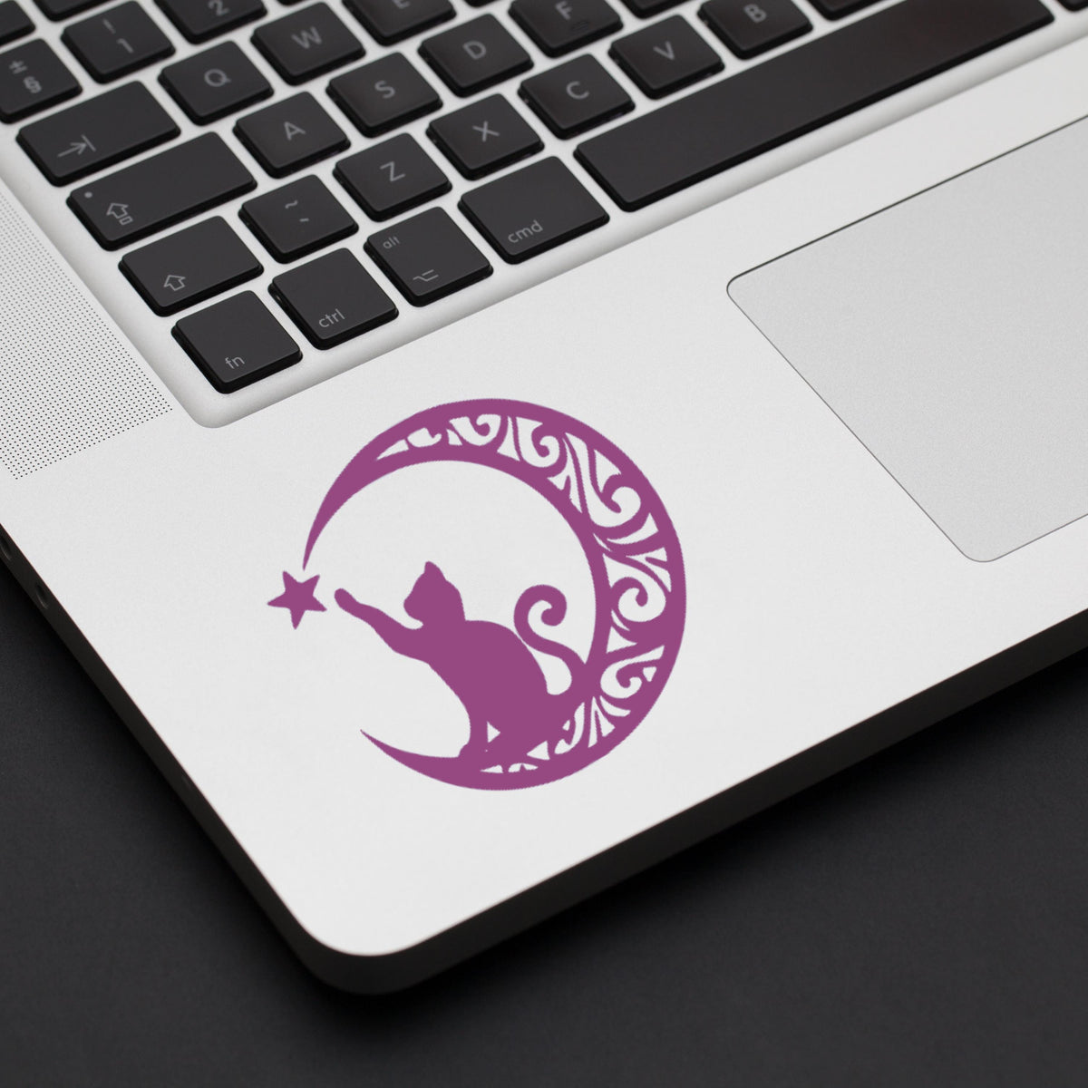 Mandala Cat On The Moon BOHO Silhouette - Vinyl Decal, Decal for Car Windows, Trucks, Laptop, Mugs, Notebook, Phones, Tumblers, Kindle