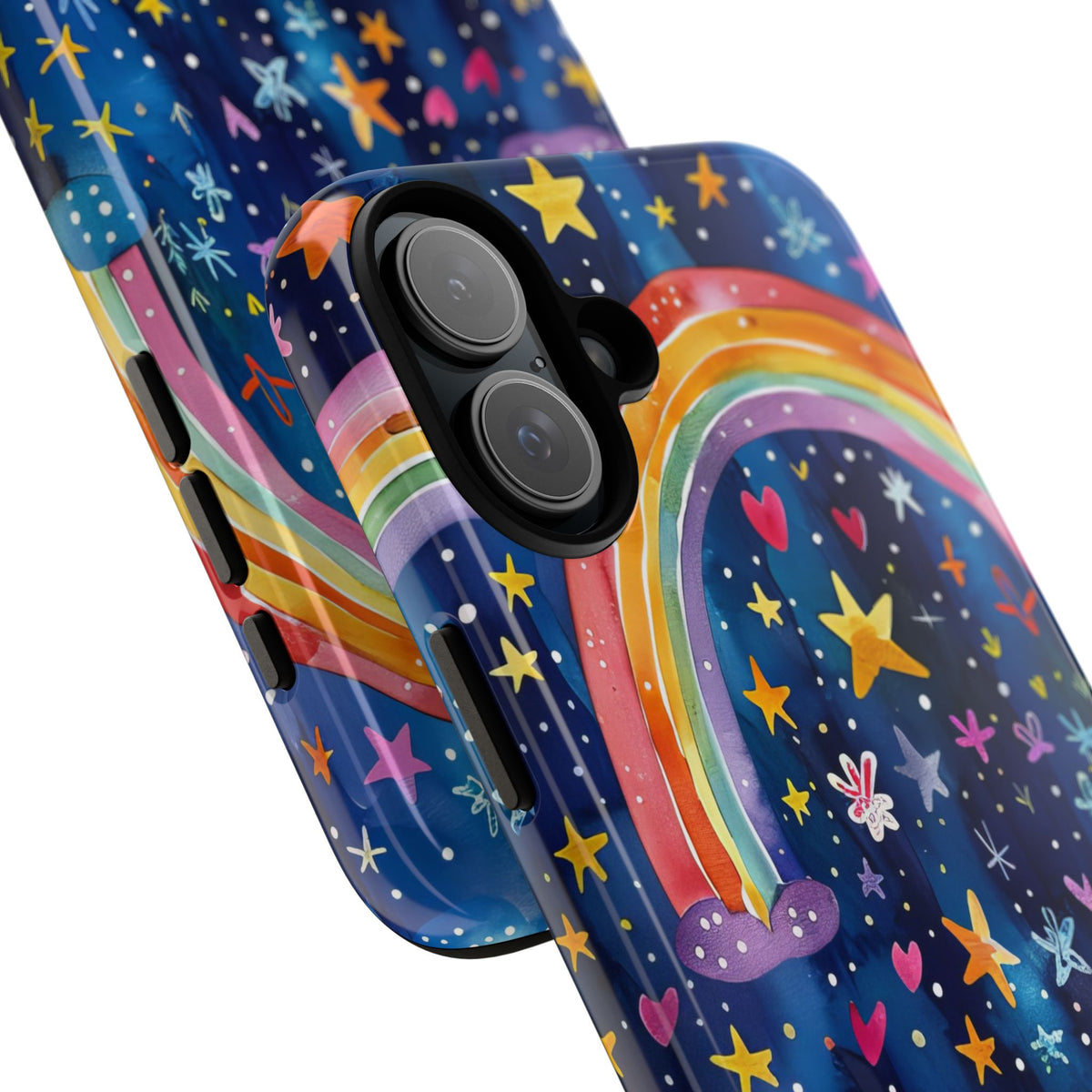 Colorful Rainbow Dreams - Psychedelic Stars Tough Phone Case for iPhone 16, 15, 14, 13, & 12 - Durable Protection