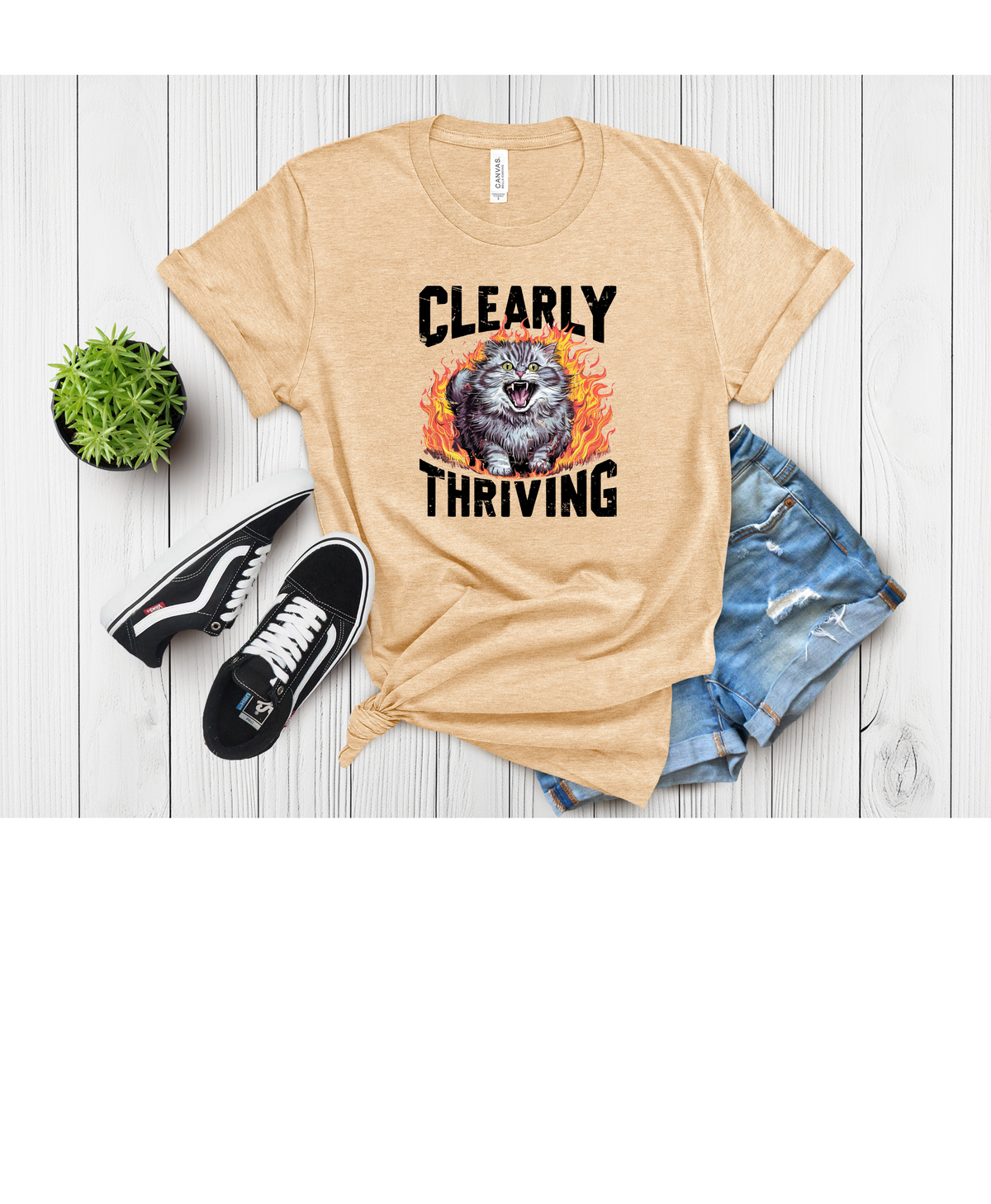 Clearly Thriving Cat Lover Tee, Funny Cat Shirt, Angry Cat T-shirt, Cat Lady Gift